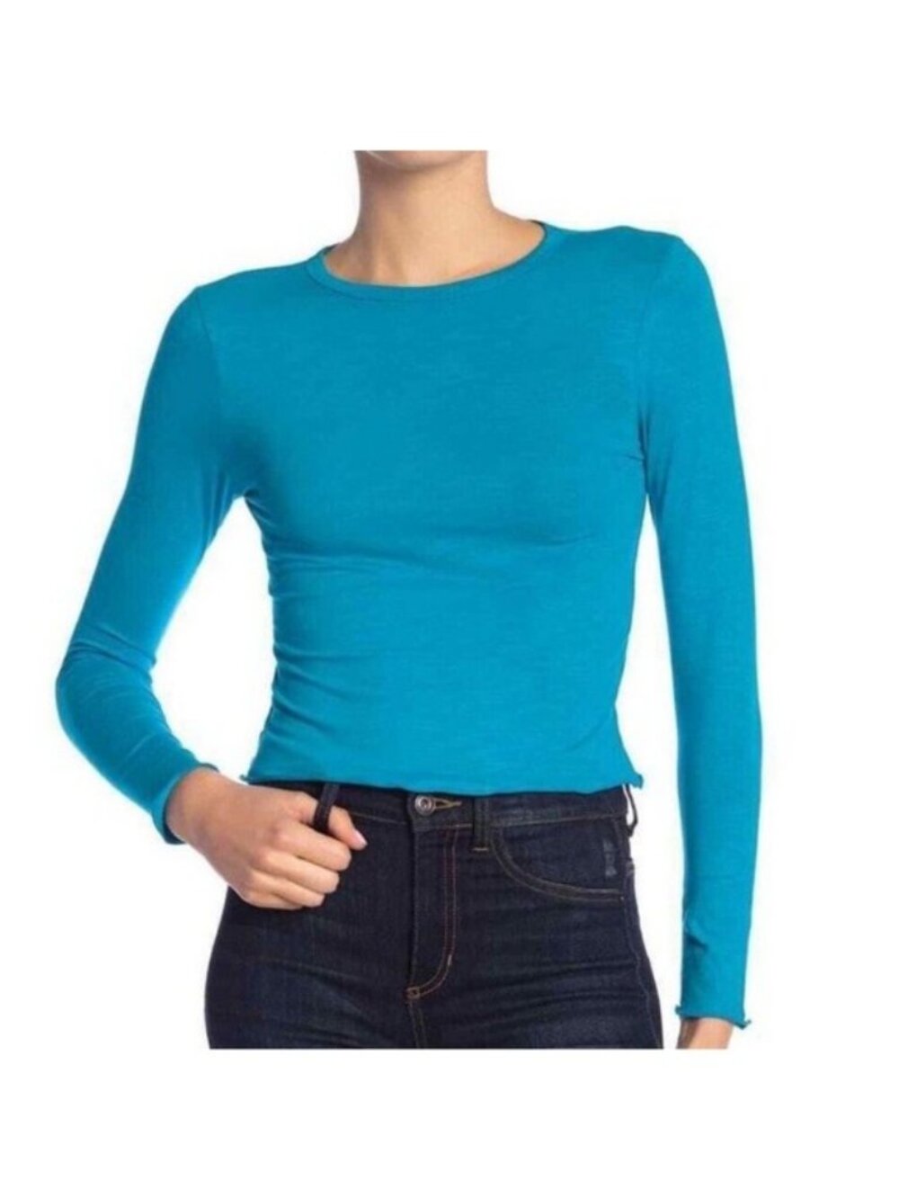 Good Luck Gem Long Sleeve Lettuce Edge Tee Size S NWOT